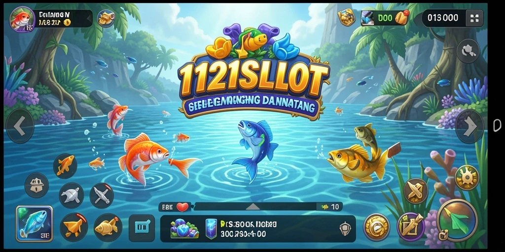 Tampilan gameplay seru dari 1121SLOT saat menangkap ikan.