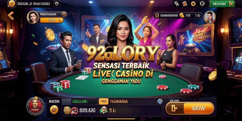 Gameplay Live Casino 92GLORY menampilkan dealer profesional di meja permainan.