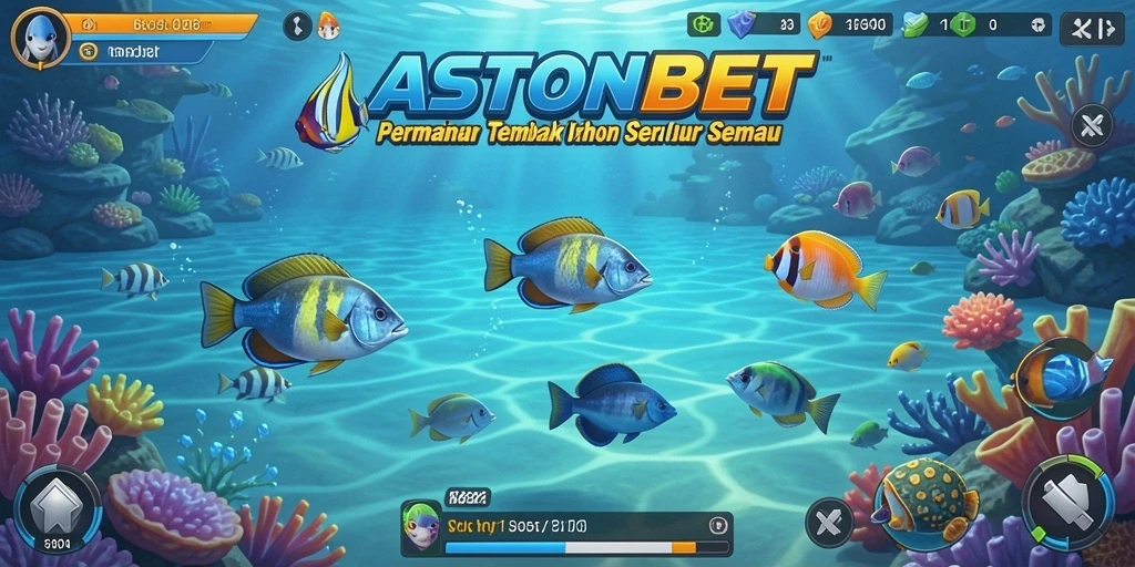 Tampilan gameplay ASTONBET dengan aksi menembak ikan yang seru.