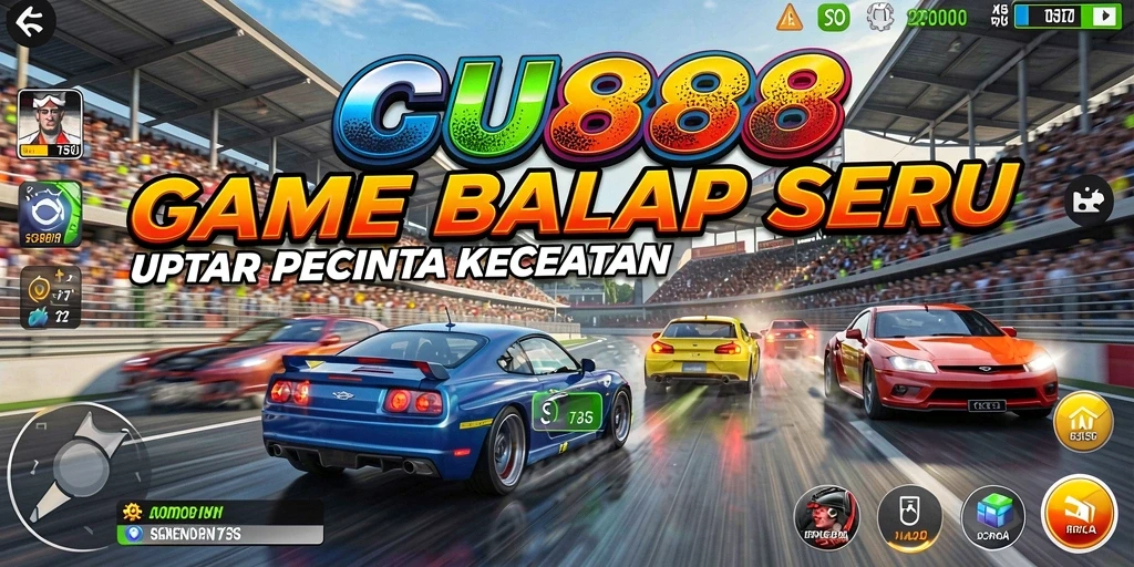 Tampilan gameplay seru dari CU888 saat balapan.