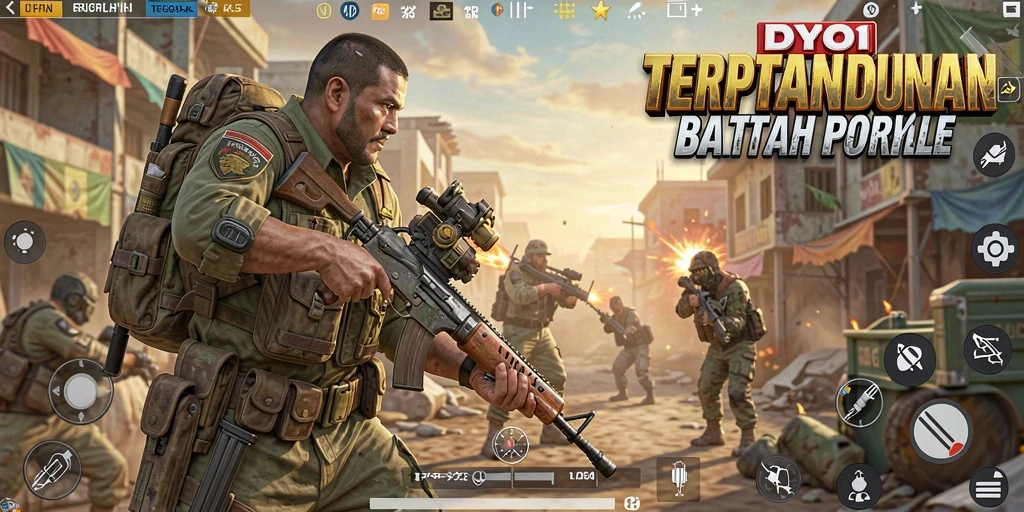 Screenshot gameplay DYO1 menunjukkan aksi seru dalam pertarungan Battle Royale.