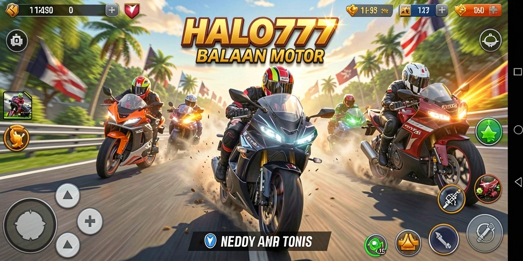 Tangkapan layar HALO777 menampilkan motor balap yang melaju kencang di lintasan.