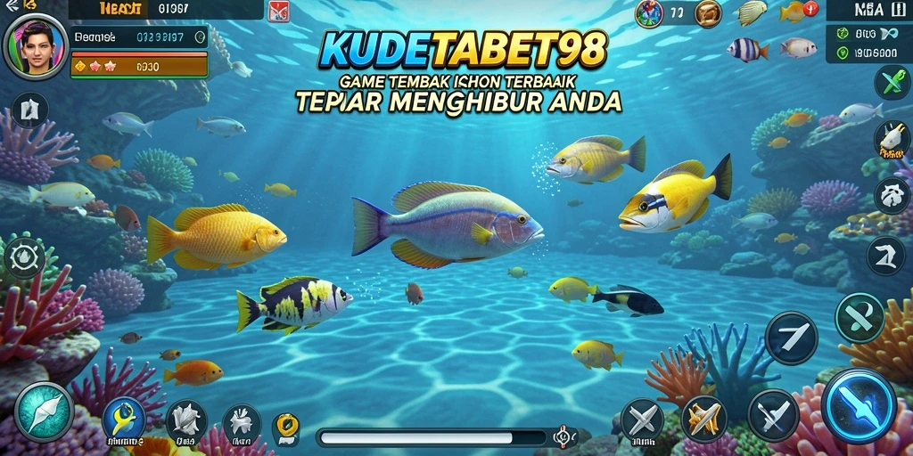 Screenshot menunjukkan gameplay seru dari KUDETABET98 dalam menembak ikan.