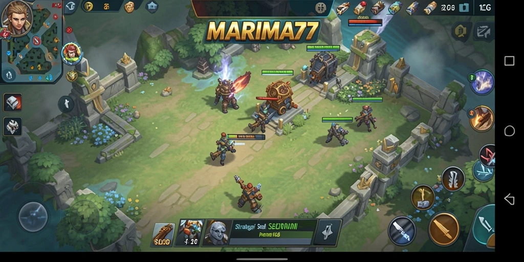 Tangkapan layar memperlihatkan aksi seru dalam gameplay SLG MARIMA77.
