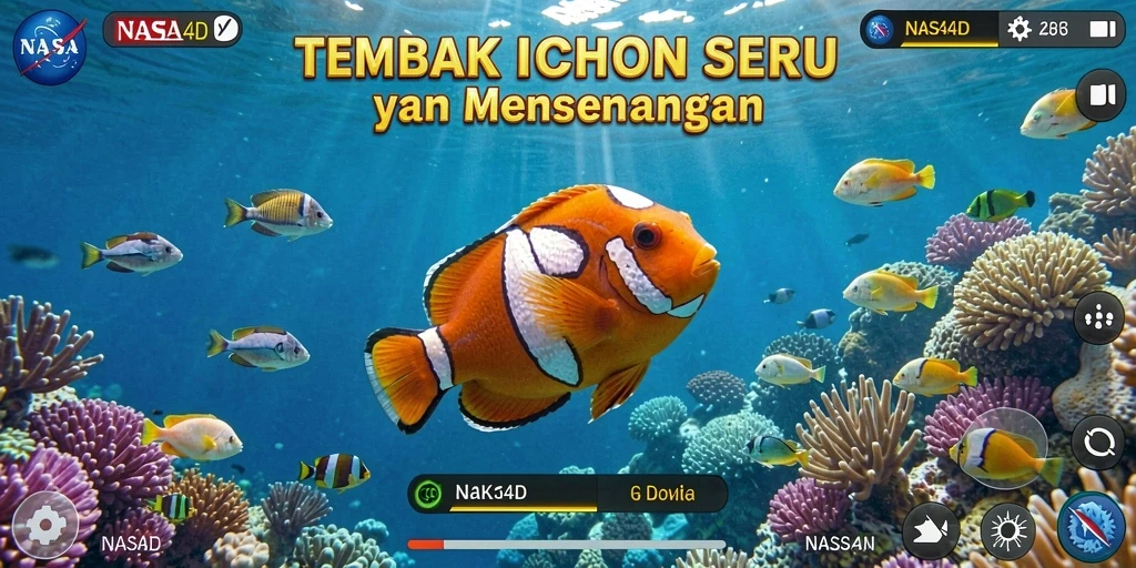 Tampilan gameplay mencengangkan dalam Tembak Ikan di NASA4D.