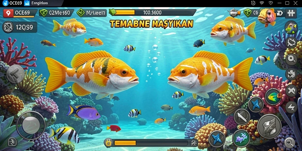 Screenshot OCE69 menampilkan aksi menembak ikan yang seru dan menantang.