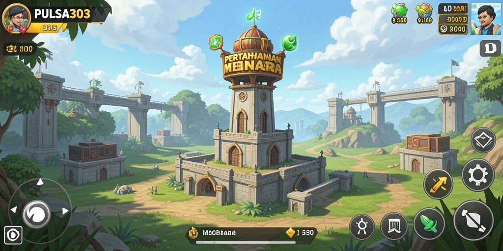 Tampilan gameplay seru PULSA303 dalam pertarungan Tower Defense.