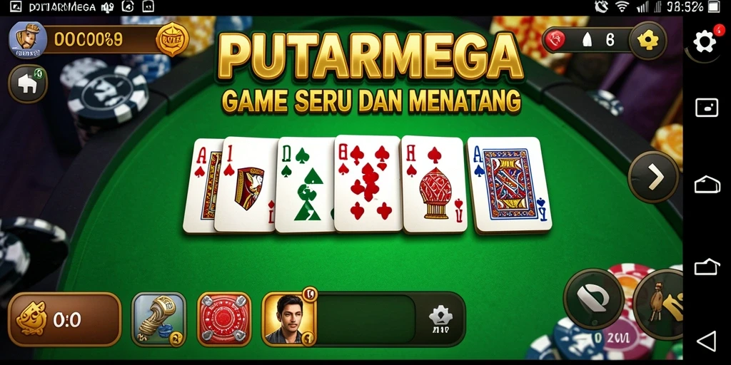 Gameplay seru PUTARMEGA menampilkan permainan domino klasik.