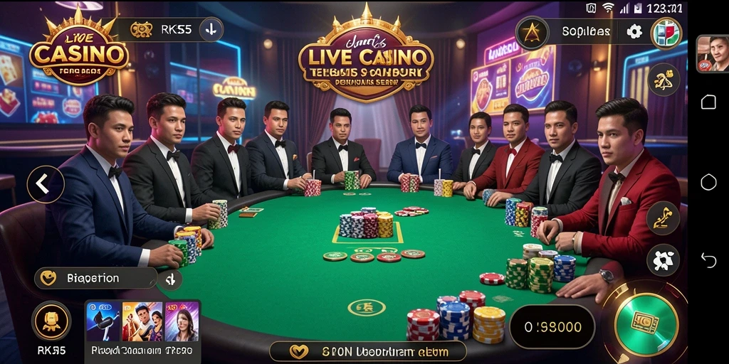 Tampilan menarik gameplay Live Casino RK55 dengan dealer langsung.